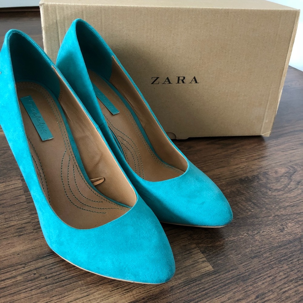Zara turquoise suede pumps - size EU 38 - US 7.5